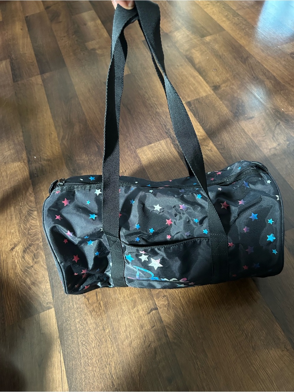 Black Star-Print Barrel Tote Bag